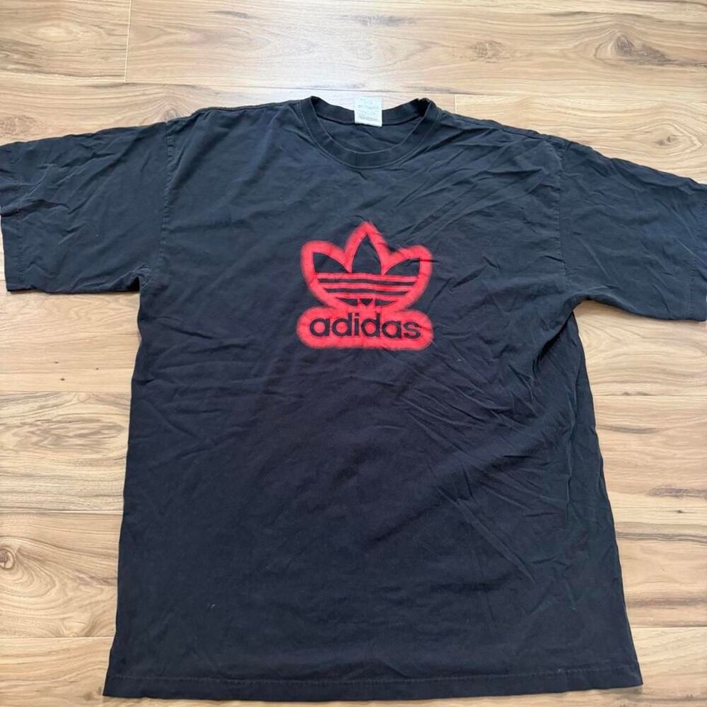 Vintage 00s Adidas black/red tee faded skater baggy style size XXL